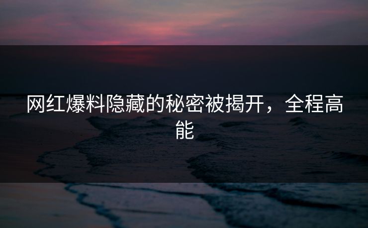 网红爆料隐藏的秘密被揭开，全程高能