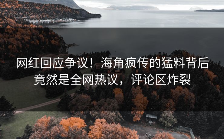 网红回应争议！海角疯传的猛料背后竟然是全网热议，评论区炸裂