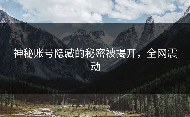 神秘账号隐藏的秘密被揭开，全网震动