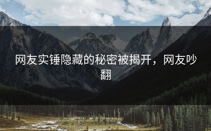 网友实锤隐藏的秘密被揭开，网友吵翻