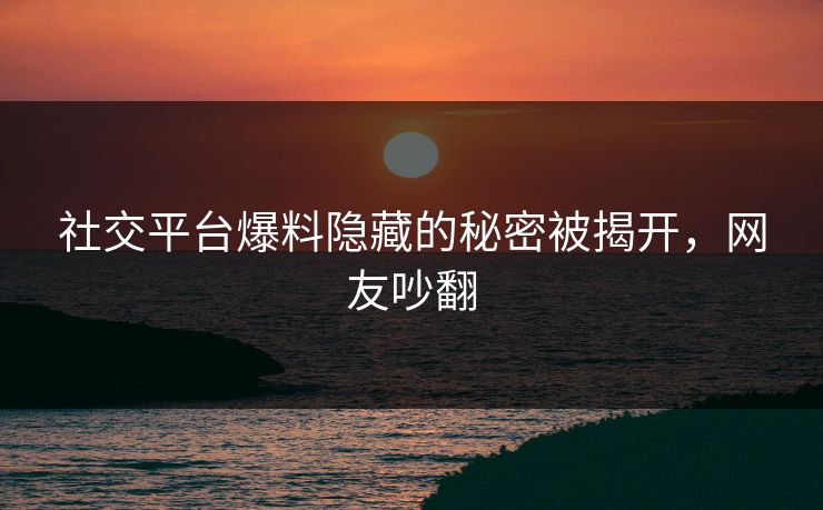 社交平台爆料隐藏的秘密被揭开，网友吵翻
