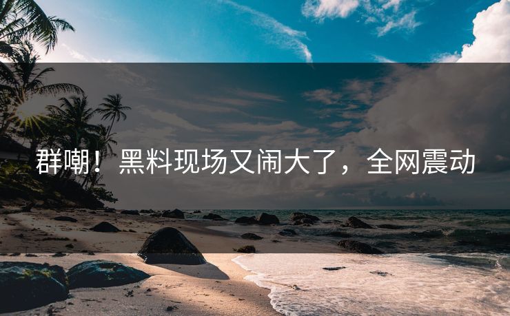 群嘲！黑料现场又闹大了，全网震动