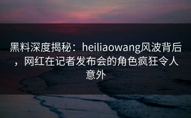 黑料深度揭秘：heiliaowang风波背后，网红在记者发布会的角色疯狂令人意外