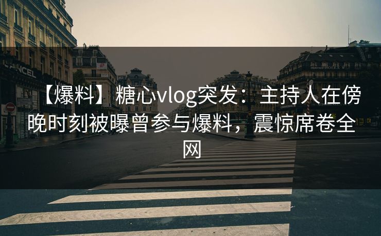 【爆料】糖心vlog突发：主持人在傍晚时刻被曝曾参与爆料，震惊席卷全网